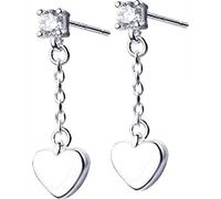 ZCCZJS Pendientes para Mujer, Pendientes De Amor De Plata S925 Estilo De Arte Coreano Femenino Pendientes Cortos Pequeños En Forma De Corazón De Diamante Temperamento Rosa