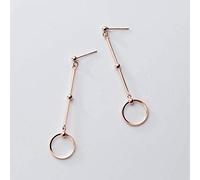 ZCCZJS Pendientes para Mujer, Pendientes de Plata S925, Moda Coreana Femenina, Anillo geométrico, Pendientes Largos, Temperamento, Oro Rosa Dulce