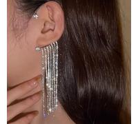 ZCCZJS Pendientes para Mujeres Color exagerado Long Tassel Pendientes de rehinestona Joyería de Boda Regalo de cumpleaños