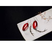 ZCCZJS Pendientes para Mujeres, Pendientes Chinos con calcedonia Agata Simple Retro COMPAÑEDO Todos LOS Paras FEMENAS Alla CALCEDONY