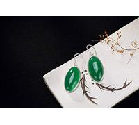 ZCCZJS Pendientes para Mujeres, Pendientes Chinos con calcedonia Agata Simple Retro COMPAÑEDO Todos LOS Paras FEMENAS Alla CALCEDONY