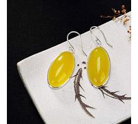 ZCCZJS Pendientes para Mujeres, Pendientes Chinos con calcedonia Agata Simple Retro COMPAÑEDO Todos LOS Paras FEMENAS Alla CALCEDONY