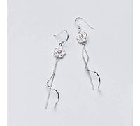 ZCCZJS Pendientes para Mujeres, Pendientes de Flores S925 Femenina de Cereza Coreana Ola de Cereza Pendientes Largos una Pareja