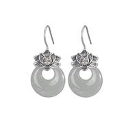 ZCCZJS Pendientes para Mujeres, Pendientes de oído Chino s Personalidad de nefritas Retro Lotus Flower Pendientes Mujeres