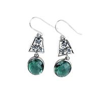 ZCCZJS Pendientes para Mujeres, Pendientes de oído Chino S925 Flor de Cristal Verde Pendientes Largos de aretes de Mujeres Retro Joyas