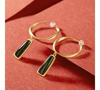 ZCCZJS Pendientes para Mujeres, Pendientes de oído Chino S925 Pendientes de Personalidad de Long Sterling Natural Nephrite Jasper