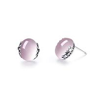 ZCCZJS Pendientes para Mujeres, Pendientes de oído S925 Personalidad de Cristal Rosa Pendientes Retro Pendientes de Temperamento Femenino Pendientes Europeos