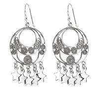 ZCCZJS Pendientes para Mujeres, Pendientes étnicos Huecos étnicos tallados Femeninos aretes de aretes Estrella de Cinco Puntas