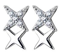ZCCZJS Pendientes para Mujeres, Pendientes S925 Estrellas Femenino Arte Coreano Diamante Estrella de Cuatro Puntas Suave luz Femenina un par