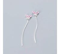 ZCCZJS Pendientes para Mujeres, Pendientes S925 Personalidad Coreana Corea Diamante Sweet Butterfly Long Tassel Pendiendo Diamante
