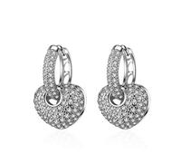 ZCCZJS Pendientes para Mujeres, Pendientes Versión Coreana del Diamante de Lujo Lleno de Temperamento Pendientes en Forma de corazón Pendientes de Doble Uso, Bandeja, Bandeja, Bandeja, Bandeja