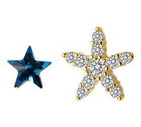 ZCCZJS Pendientes para Mujeres, S925 Pendientes Mujer Arte Coreano Asimétrico Starfish Diamond Blue Diamond Star Pendientes Lindos