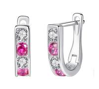 ZCCZJS Pendientes Pendio de Cristal de Flores de corazón de Esmalte Rojo Rosa para Joyas para niñas