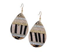 ZCCZJS Pendientes Retro con Forma de Mujer Pendientes a Rayas de Moda Pendientes Estilo Gota de Cuero Pendientes Plateados