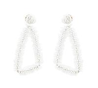 ZCCZJS Pendientes Triangulares con Colgante geométrico étnico Bohemio, Cuentas de arroz Hechas a Mano, Pendientes Grandes, Pendientes Largos con Cuentas, Color Blanco, Nombre del Color: marrón