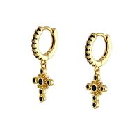 ZCCZJS Pengas de aro de circón Negro pequeño para Mujeres Joyas de Arete de perforación Redonda de círculo Redondo