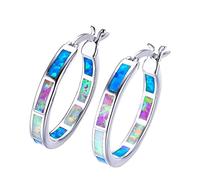ZCCZJS Personalidad Multi Color Fire Opal Pendiendo Hoop Joyas Finas