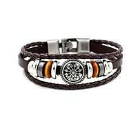 ZCCZJS Pulsera de la brazalización de Bysonzai Mujeres Punk de Cuero Multicapa Minimalista Hombres Accesorios de Flores Vintage Amistad de Pulsera Elegante