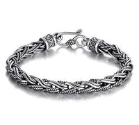 ZCCZJS S925 Pulseras hechas a mano de hombres de plata esterlina, personalidad dominante de estilo chino de moda retro de quilla retro, envía novios, recuerdos de cumpleaños de papá.