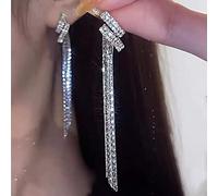 ZCCZJS Tassel Pendientes Largos para Mujeres Pendientes de circón con Incrustaciones Joyas de Boda Regalo de cumpleaños