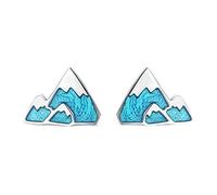 ZCCZJS Trendy 925 Sterling Silver Iceberg único Pendientes de plat con Esmalte Azul pequeño para Mujeres Regalo de joyería de Plata esterlina