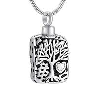 ZCCZJS URN CLASTACE DE SECREO INOMIGRES DE Acero DE Life Cenezas Cenizas Cenizas para Mascotas Collares Humanos conmemorativos Hombres Mujeres Joyas-Silver_Pendientes con Cadena