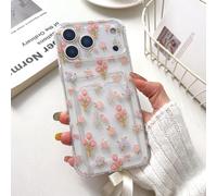 ZCDAYE Funda transparente floral para iPhone 17 Pro con tarjetero, elegante y bonita funda con flores para mujer, fundas protectoras de TPU suave y ajustadas para iPhone 17 Pro (6,3 pulgadas