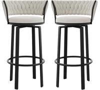 ZCEDZYSW Juego de 2 taburetes de bar giratorios para taburete de cocina, taburete de terciopelo con respaldo tejido (D, altura 65 cm)