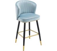 ZCEDZYSW Juego de 2 taburetes de terciopelo para encimera de cocina, sillas altas con patas de metal y reposapiés para isla de cocina (azul claro, altura 65 cm)