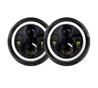 ZCera Montaje de faros Faros Delanteros LED Redondos 7 Pulgadas Con Halo Ojos Ángel Para Land Para Rover Para Defender 90 Y 110 Faro Delanteros(Black 2pcs)