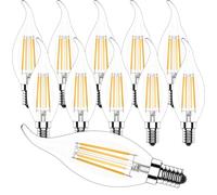 Zcexhph Bombilla LED E14 regulable, E14 Bombilla de llama 4 W, C35 Lámpara de vela de filamento, blanco cálido 2700 K, bombilla Edison retro, forma de vela, 400 LM para decoración, 10 unidades