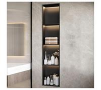 ZCFLWR Nicho de Pared de Acero Inoxidable, nicho de Ducha Empotrado con luz LED, Estante Organizador Impermeable para Almacenamiento en el baño, no Necesita Azulejos (Negro, 120 x 28 x 12,5 cm)