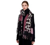 ZCJ Bufanda para Mujer - Chal, Pañuelo de Cuello, Foulard para Otoño e Invierno Cálida, Estampado de Leopardo con Flecos, Sensación de Cachemira, Premium Animal Print Scarf, Rosa