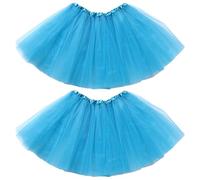 ZCJ Falda de Tutú para Mujer - Pack de 2 Faldas Tul 3 Capas, Estilo 80s Retro para Halloween (Bruja), Ballet, Fiesta, Carnaval y Disfraz, Azul Claro