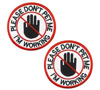Zcketo 2 paquetes de parches tácticos para perros de servicio con texto en inglés "Please Don't Pet Me I'm Working", emblema bordado con cierre de velcro para perros grandes, 3.15 pulgadas