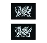 Zcketo 2 parches de dragón galés de Reino Unido, Reino Unido, Reino Unido, Gales, parche bordado con emblema nacional para fútbol, billar, ropa, jersey, mochila, gorras, viajes, tácticos (negro)