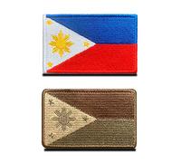 Zcketo 2 parches de la bandera de Filipinas con cierre de bordado táctico militar nacional filipino para fijar a gorras, bolsos, mochilas, chalecos, uniformes, ropa de equipo, táctica, etc.
