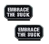 Zcketo 2 parches tácticos bordados militares con gancho y bucle, diseño de "Embrace the Suck"