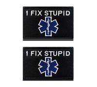 Zcketo I Fix Stupid EMT EMS Patch 2 piezas, bordado divertido aplique de gancho y bucle táctico médico emblema parche para mostrar gorras, bolsas, mochila, chaleco, arnés para perro, ropa de viaje