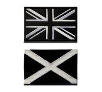 Zcketo Paquete de 2 parches bordados de la Gran Unión Británica del Reino Unido y Escocia, parche con emblema nacional para ropa de fútbol, jersey, mochila, gorras, viajes, táctico, color negro