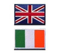 Zcketo Paquete de 2 parches de la Gran Unión Británica del Reino Unido e Irlanda con la bandera irlandesa bordada de para ropa, mochila, gorras, viajes, tácticas