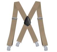 Zclro Tirantes Hombre, 35mm Tirantes Para Pantalones Hombre, Con 4 Clips De Metal Muy Fuertes, X Forma Tirantes Caballero Adjustable - Beige