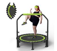 ZCMHAXJ Mini trampolín plegable, trampolín de rebote de 40 pulgadas para adultos y niños, capacidad de 450 libras con barra ajustable en forma de U, equipo de ejercicio de entrenamiento de fitness en
