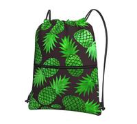 Zcmkjlg Bolsa de cordón con estampado artístico de piña y bolsillo con cremallera, mochila plegable, ajustable para camping, festivales y excursiones