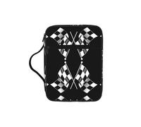 Zcmkjlg Bolsa portátil para Biblia con diseño de banderas a cuadros y fórmula negra y blanca con bolsillo frontal, práctica bolsa cristiana para hombres y mujeres, actividades diarias de la iglesia
