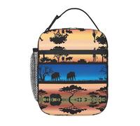 Zcmkjlg Bolsa térmica portátil con estampado de animales salvajes africanos, bolsa térmica para el almuerzo, bolsa de almuerzo con aislamiento duradero y fácil de limpiar