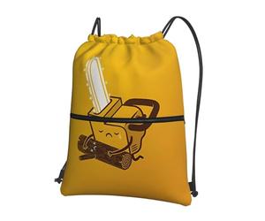 Zcmkjlg Bonita bolsa de cordón con estampado de motosierra llorando con bolsillo con cremallera, mochila plegable, ajustable para camping, festivales y salidas