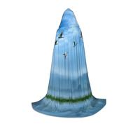 Zcmkjlg Capa con capucha grande con estampado de pájaros volando sobre el cielo, ideal para juegos de rol, suministros de fiesta de carnaval