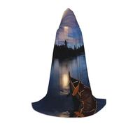 Zcmkjlg Capa con capucha grande con estampado de río Allagash Moonlit Canoa, ideal para juegos de rol, suministros de fiesta de carnaval
