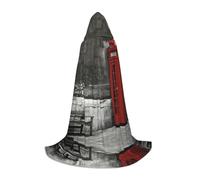 Zcmkjlg Capa con capucha grande para adolescentes con estampado de cabina de teléfono en las calles de Londres, disfraces ideales para juegos de rol para escenarios, suministros de fiesta de carnaval